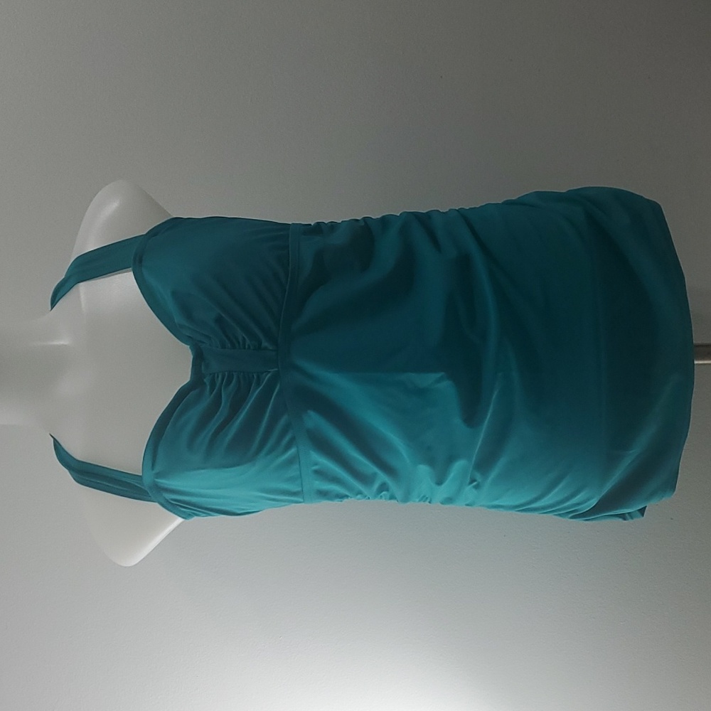 Athleta Swim Top 36 B/C Tall Turquoise Ruched Sides Style 426635